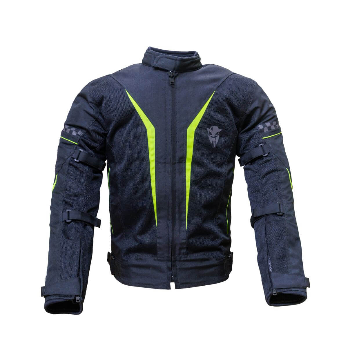 Breezer Mesh Motorcycle Riding Jacket - Black+Fluo Green (Without Armours)