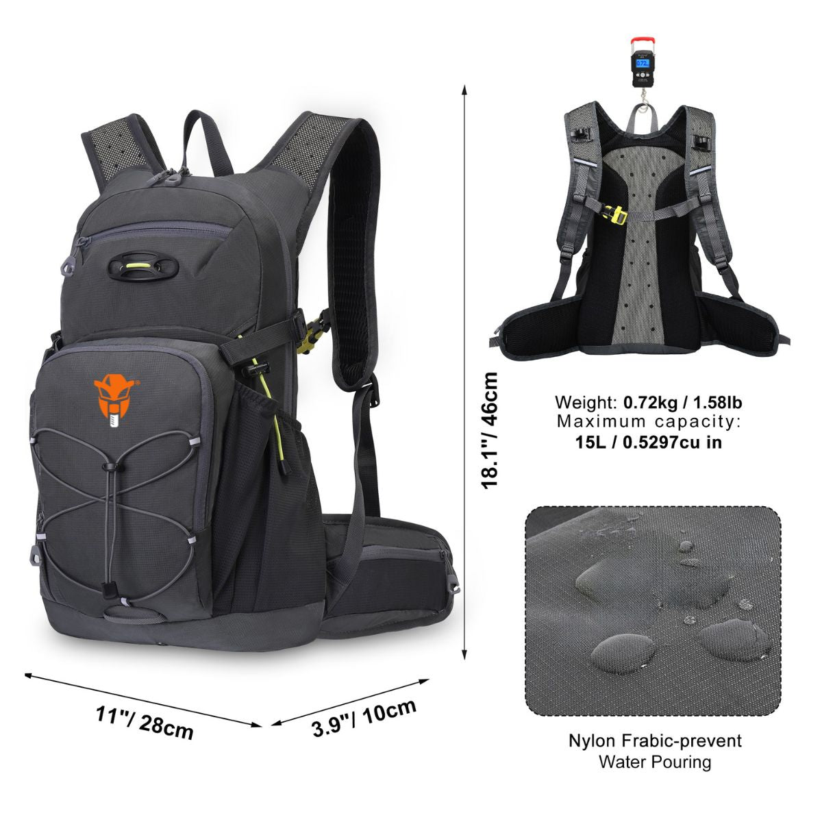 Stealth Pro Hydration Backpack - 15 Litres - Grey