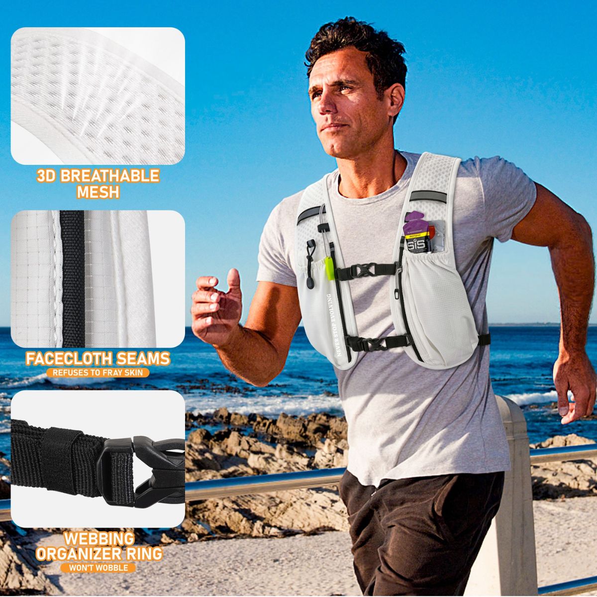 Endurance Hydration Pack – Lightweight Riding, Cycling & Running Vest - White