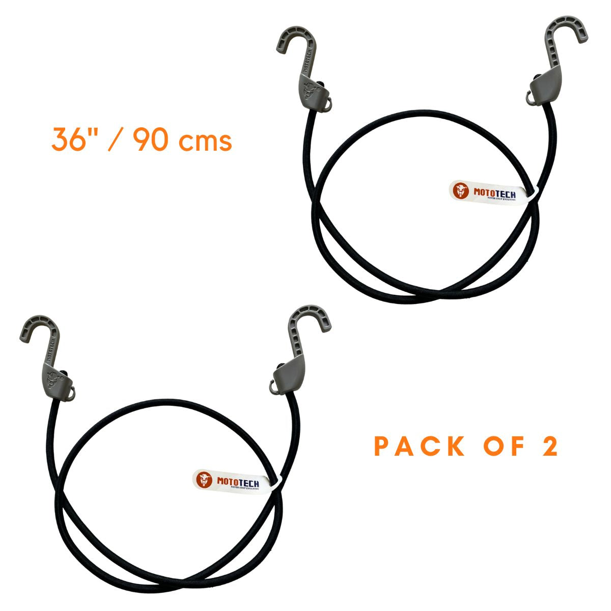Grappler Bungee Tie-Down - 36 inches - Black - 8mm - Pack of 2 1