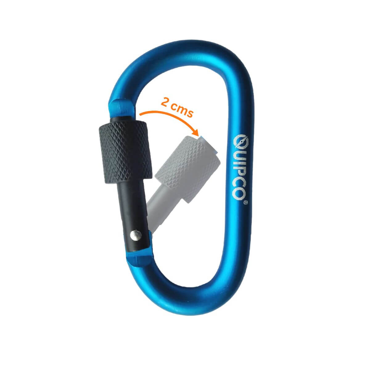 QuickClip Bungee Tie-Down with Carabiner - 36" / 90cms - Grey carabiner close-up view for secure fastening.