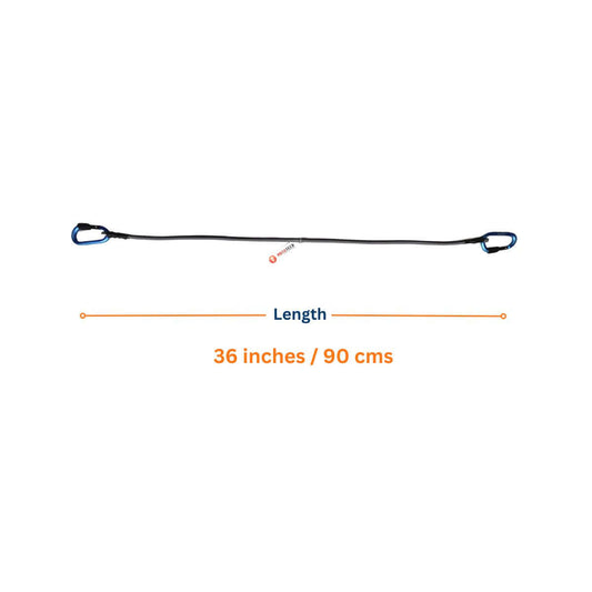 QuickClip Bungee Tie-Down with Carabiner - 36" / 90cms - Grey, showing length and carabiner ends.