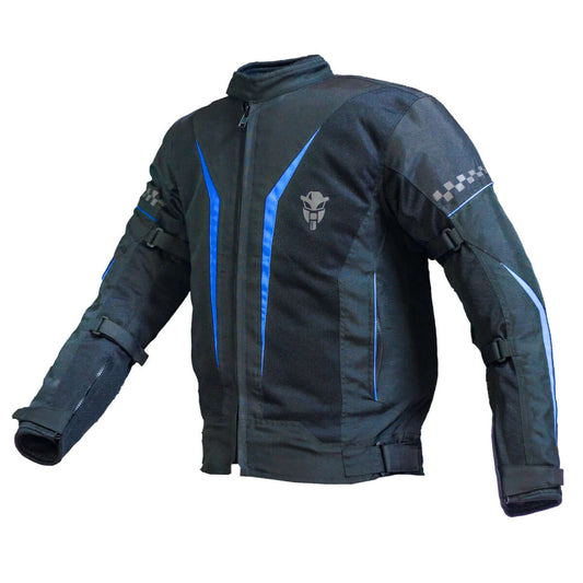 Breezer Mesh Motorcycle Riding Jacket - Black+Blue (Without Armours)