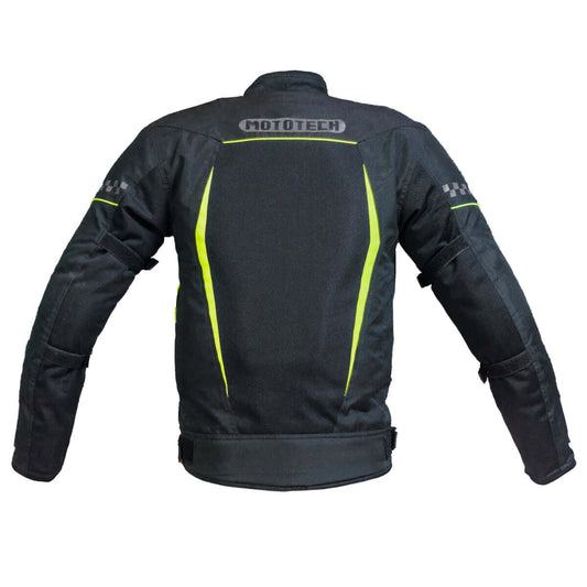 Breezer Mesh Motorcycle Riding Jacket - Black+Fluo Green (Without Armours)