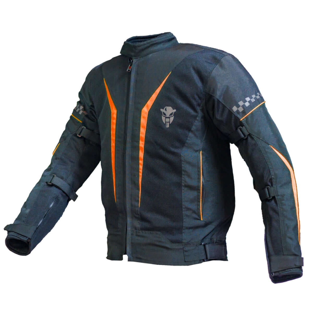 Breezer Mesh Motorcycle Riding Jacket - Black+Orange (Without Armours)
