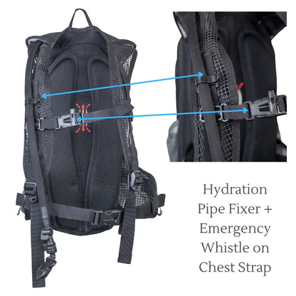 Stealth Hydration Backpack with Rain Cover - 8 Litres - Black