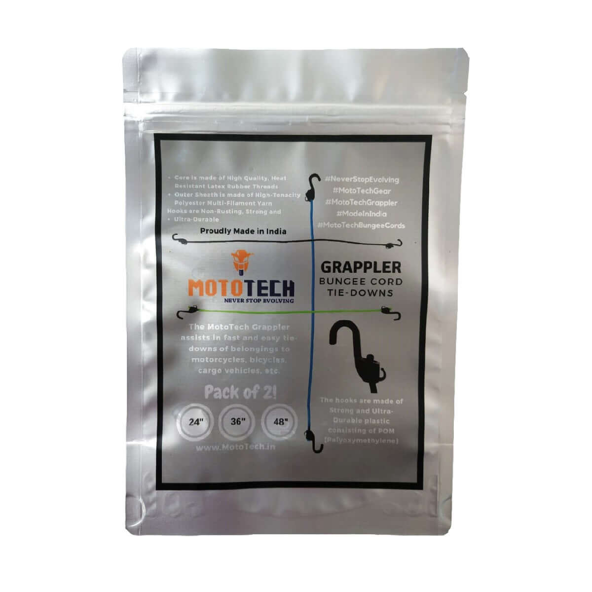 Grappler Bungee Tie-Down - 36 inches - Black - 8mm - Pack of 2 4