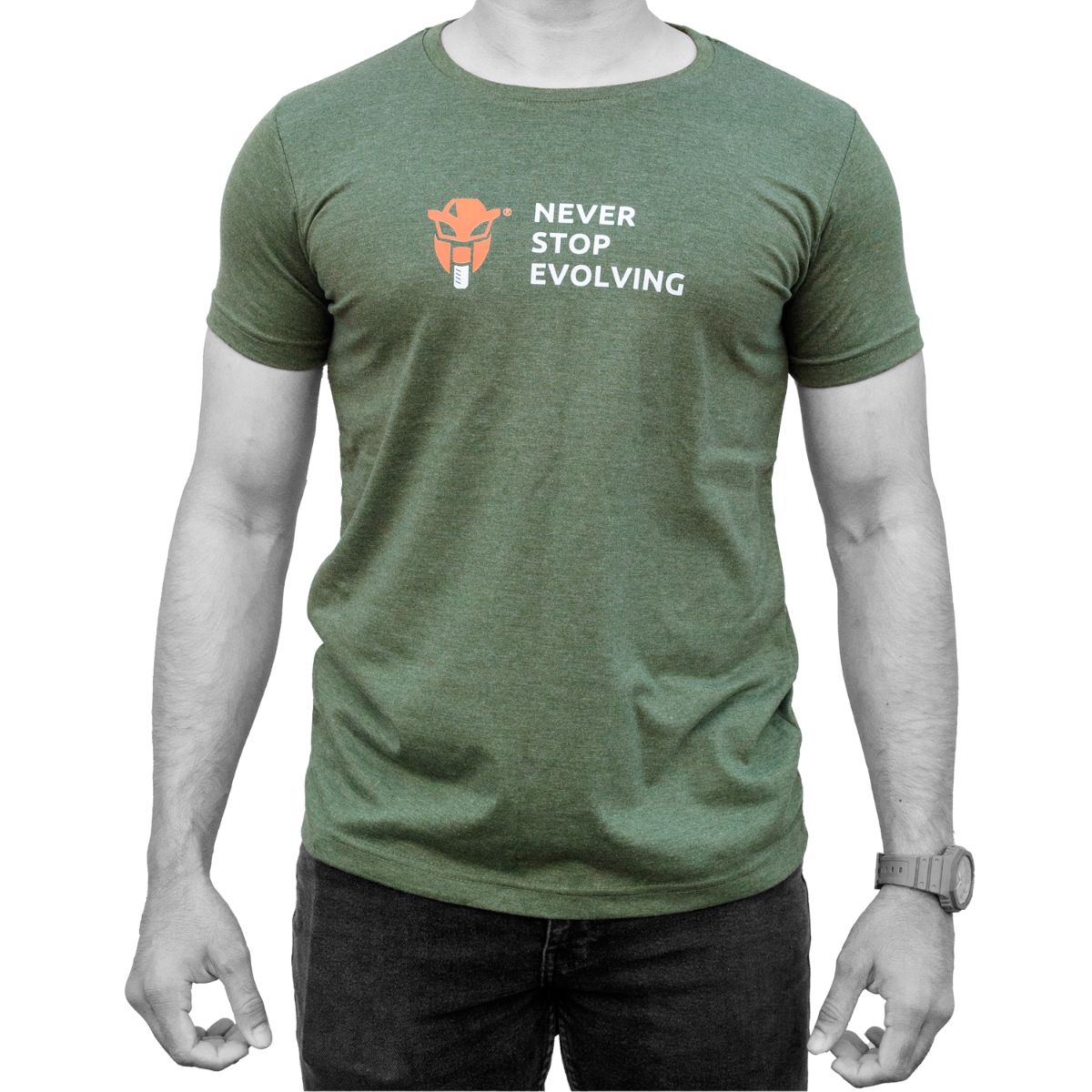 Men's Round Neck T-Shirt - Green Melange 1