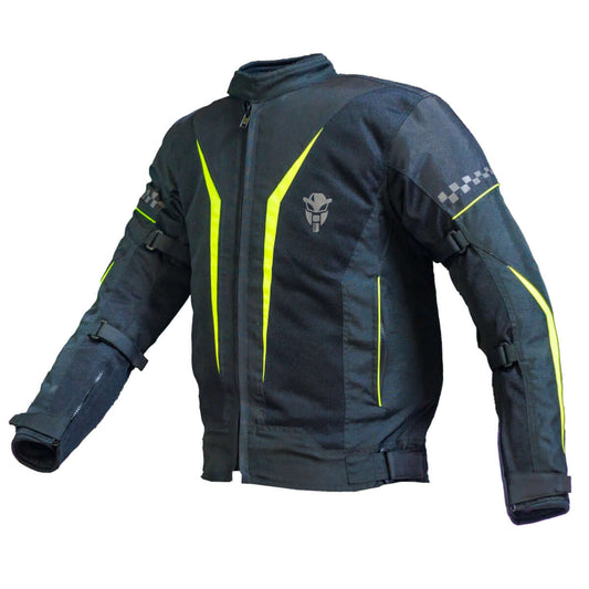 Breezer Mesh Motorcycle Riding Jacket - Black+Fluo Green - Level 2